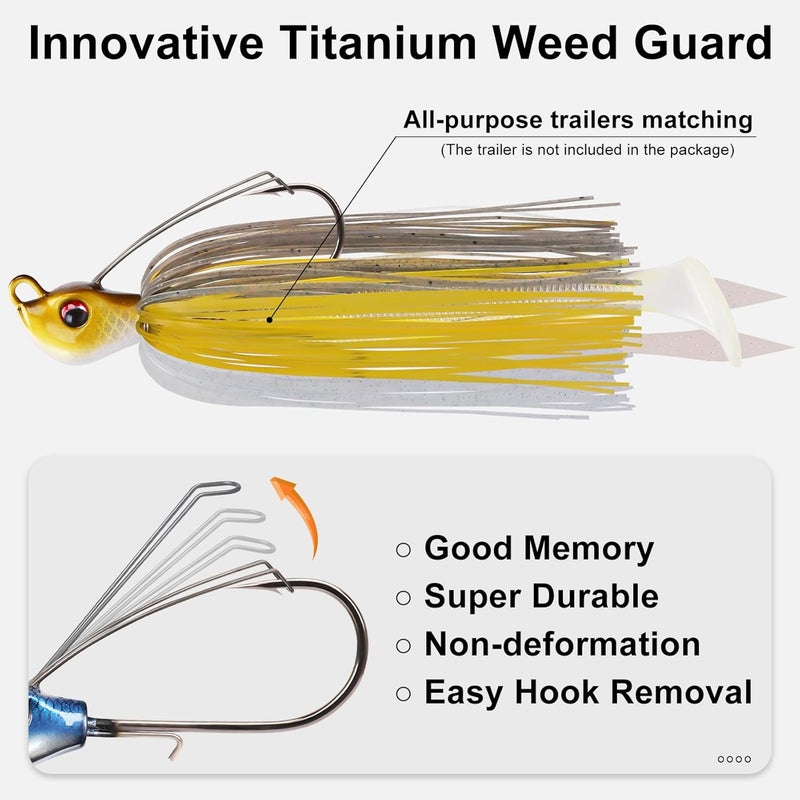 TRUSCEND Jigs Fishing Lures with Ultra Smooth Teflon Hook, Tour Grade Titanium Weed Guard Swim Jigs, Valuable Weedless Skirted Jig, Well-Made Lures for Crappie Bass Trout, Freshwater Fishing Gear - Image 4